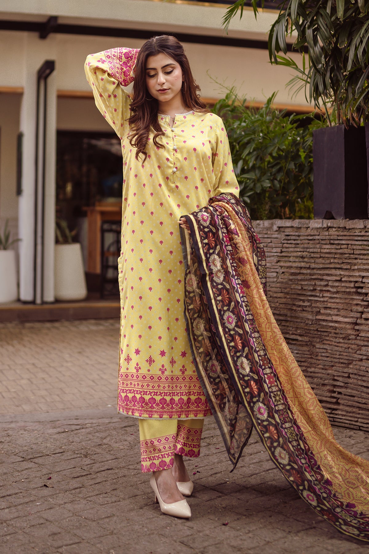 3 Piece Cambric Suit-Printed