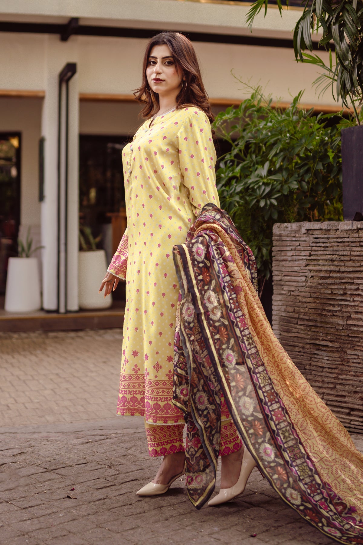 3 Piece Cambric Suit-Printed