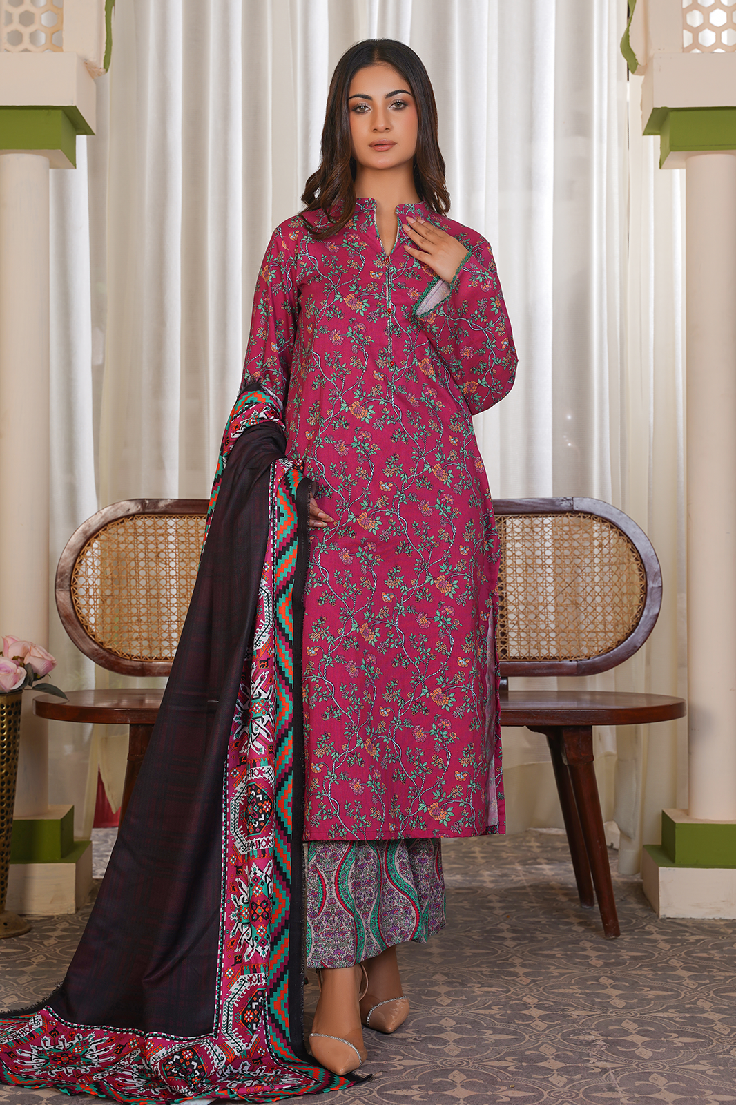 3 Piece Khaddar Suit-Printed