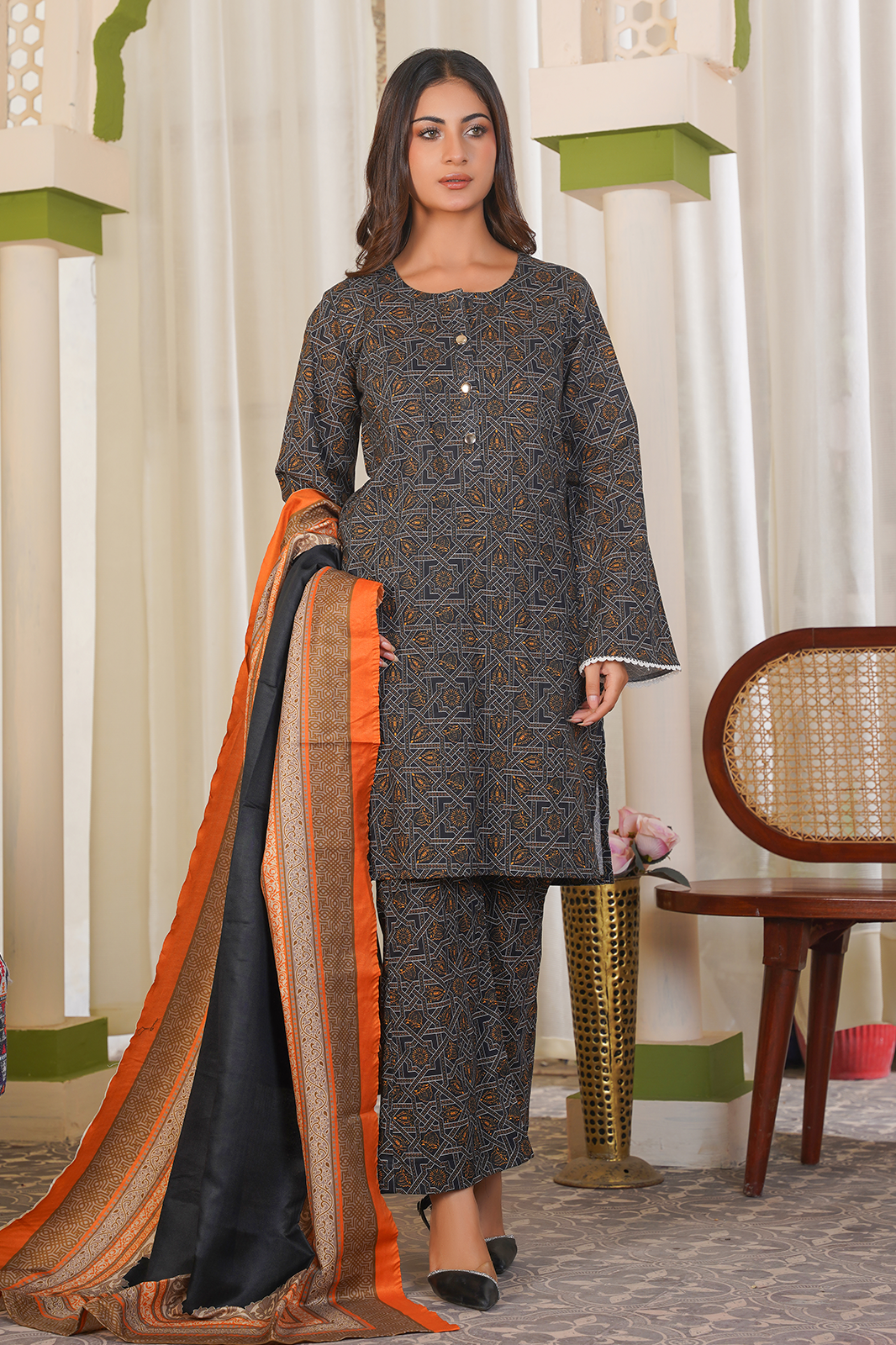 3 Piece Khaddar Suit-Printed
