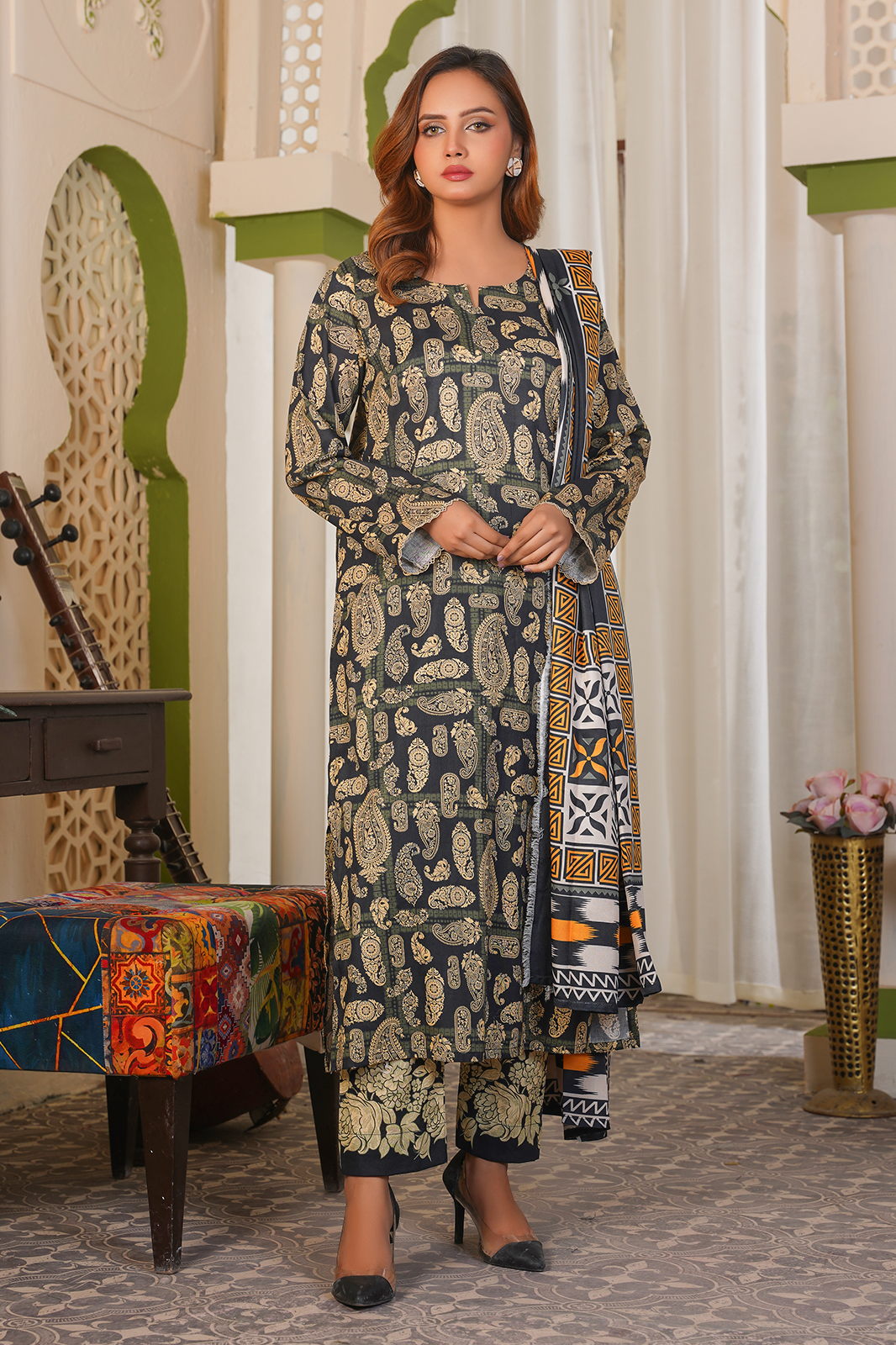 3 Piece Khaddar Suit-Printed