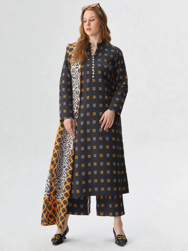 3 Piece Cambric Suit-Printed