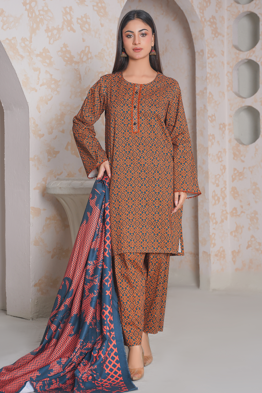 3 Piece Khaddar Suit-Printed