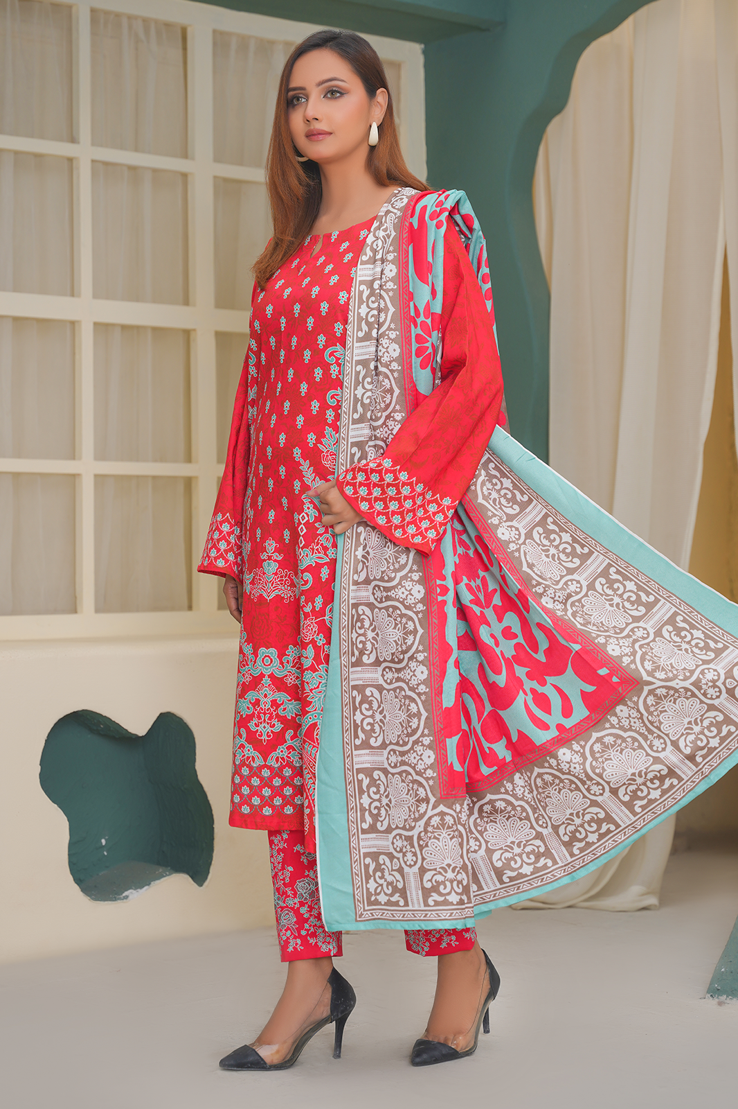 3 Piece Khaddar Suit-Printed